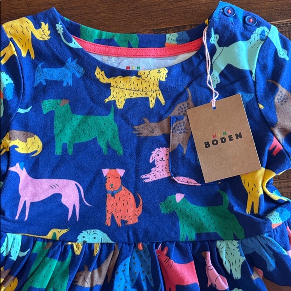 NWT Mini Boden Dog Print Dress - Picture 3 of 8